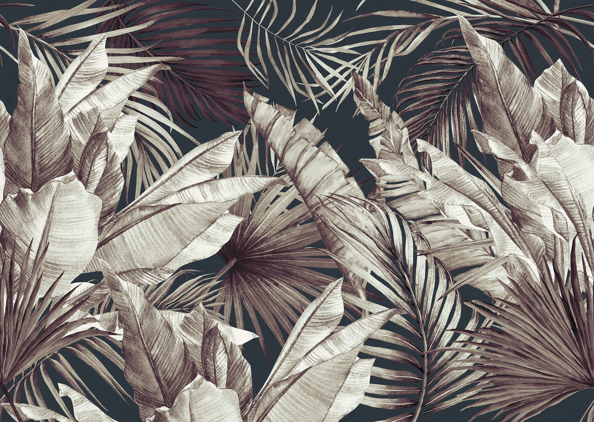 Tapeta Tropikalne Liście Inkiostro Bianco LOST IN THE JUNGLE INKWOTO1902 Inediti Cruise Collection