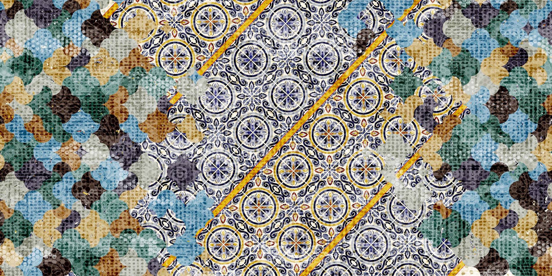 Tapeta Płytki Azulejo Inkiostro Bianco VIETRI INKINRO2001 Inediti Cruise Collection