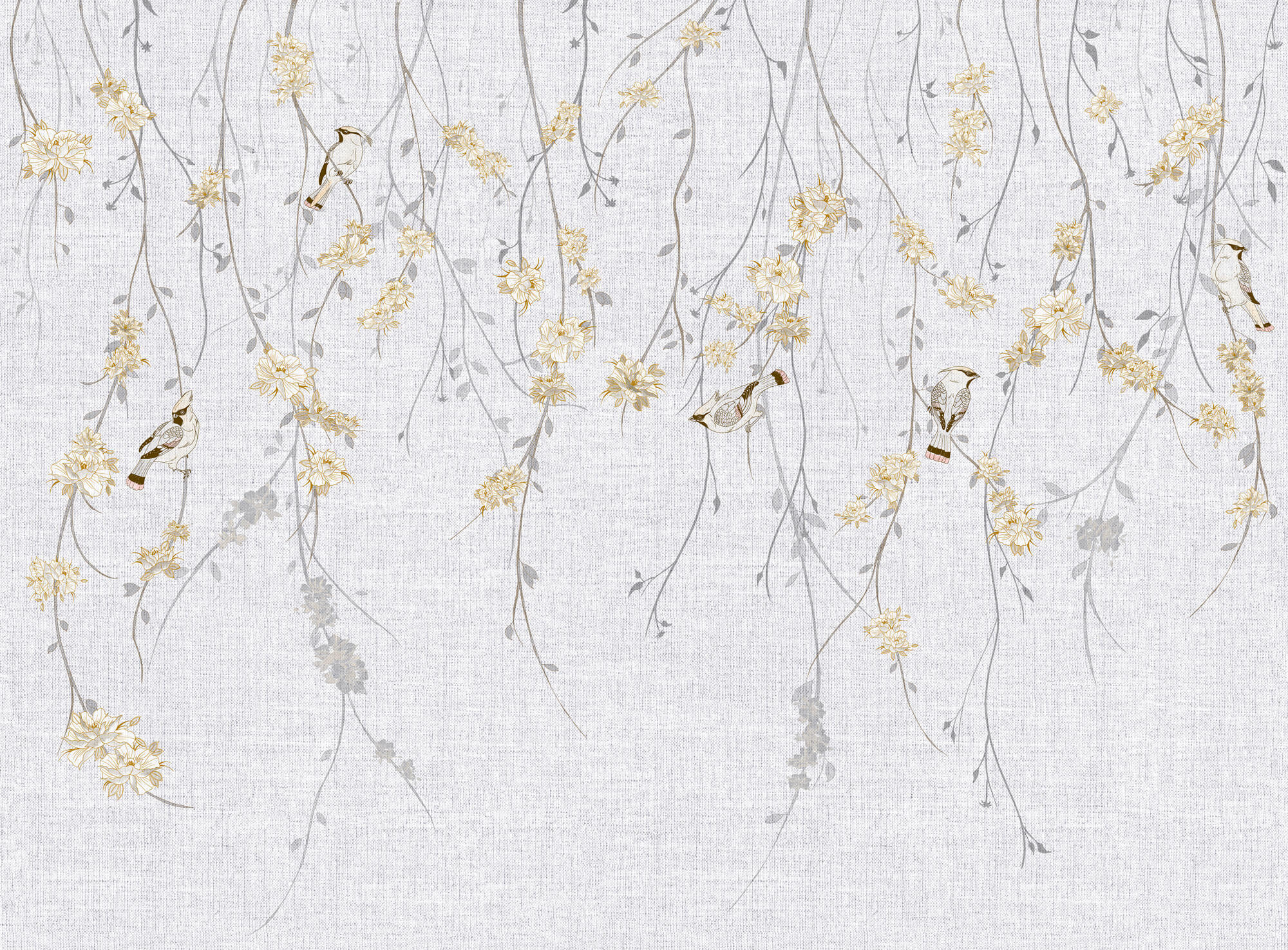 Tapeta Delikatne Kwiaty I Ptaki Tecnografica 70822-2 Waxwing White