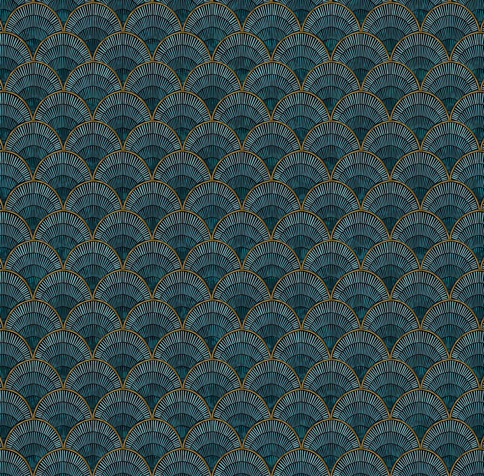 Tapeta z wachlarzami Rebel Walls R17471 Marmaris Peacock Oddity