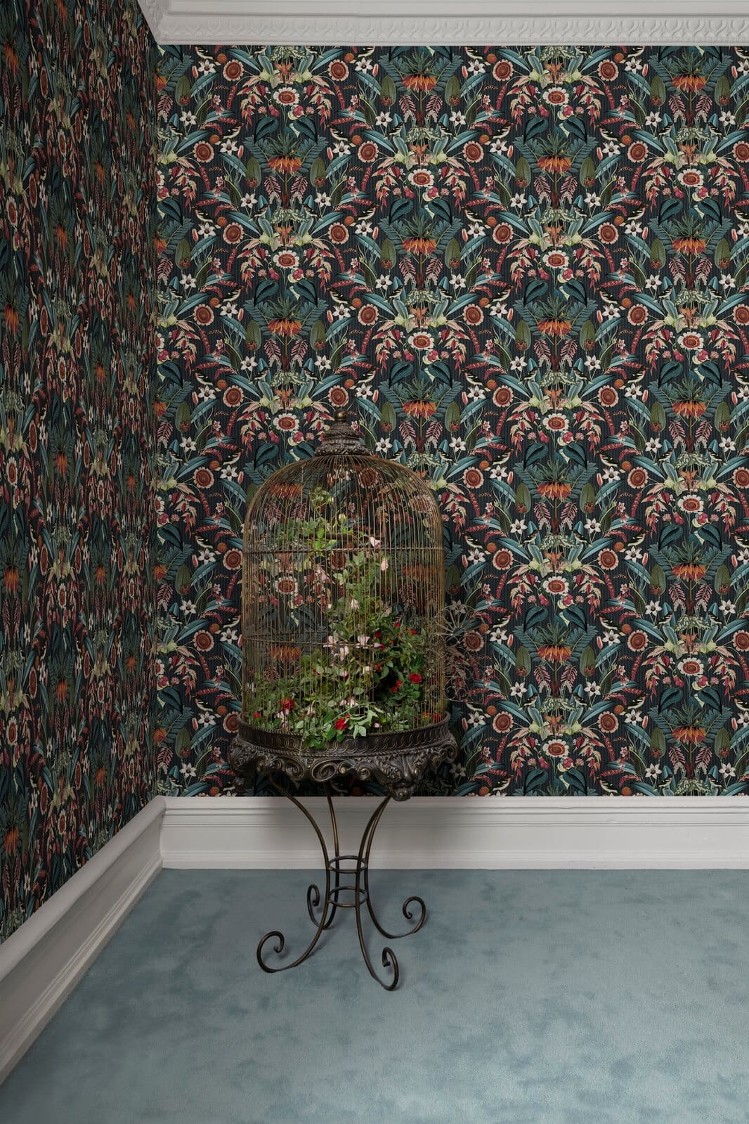 Tapeta z roślinnym wzorem Rebel Walls R17541 Arlon Teal Oddity
