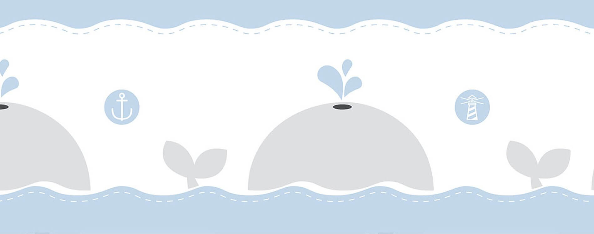 Border dziecięcy z wielorybami ICH Wallpaper 243-1 Baleine Lullaby