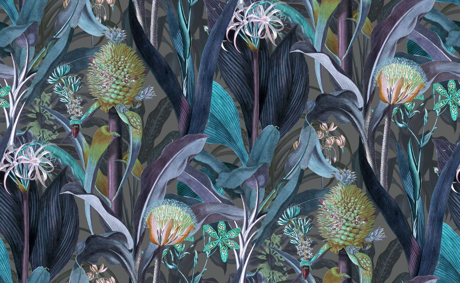 Tapeta z egzotycznymi roślinami Arte 97600 Blooming Pineapple Decors & Panoramiques