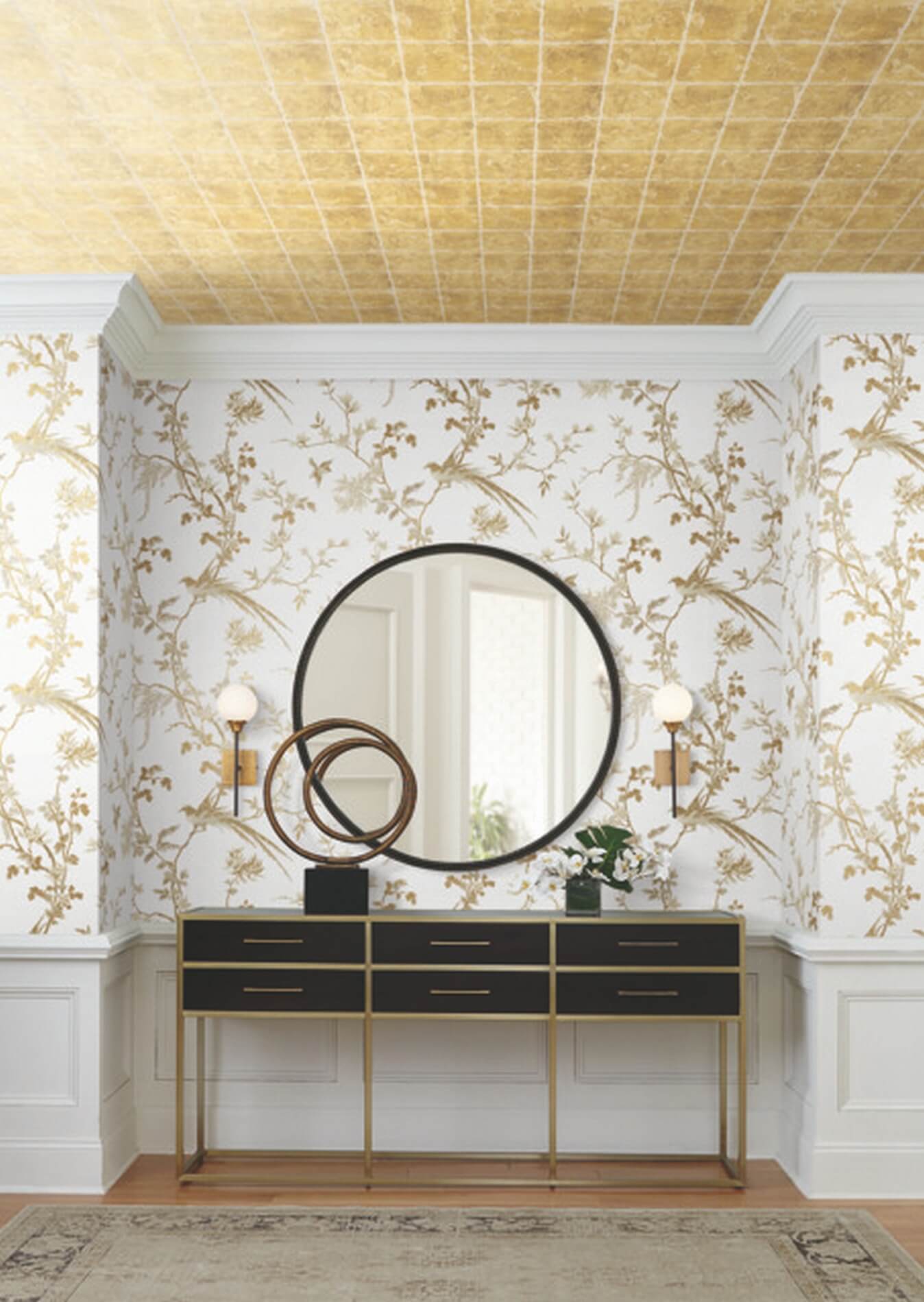 Tapeta metalowe płytki York KT2102 Metal Leaf Squares 24 Karat