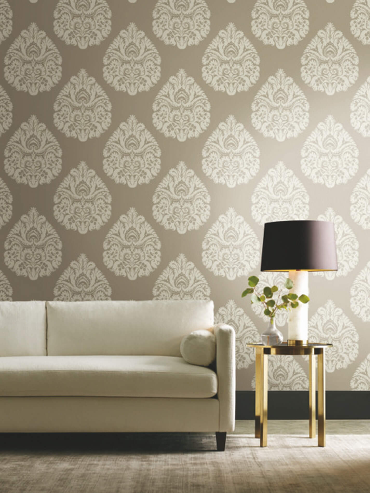 Tapeta z adamaszkiem York KT2142 Teardrop Damask 24 Karat