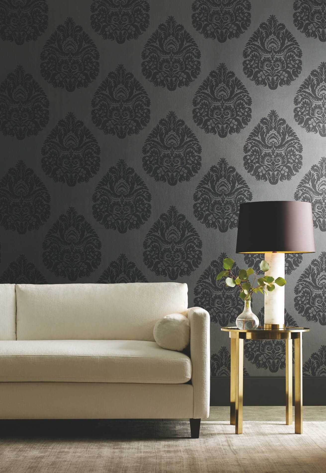 Tapeta z adamaszkiem York KT2144 Teardrop Damask 24 Karat
