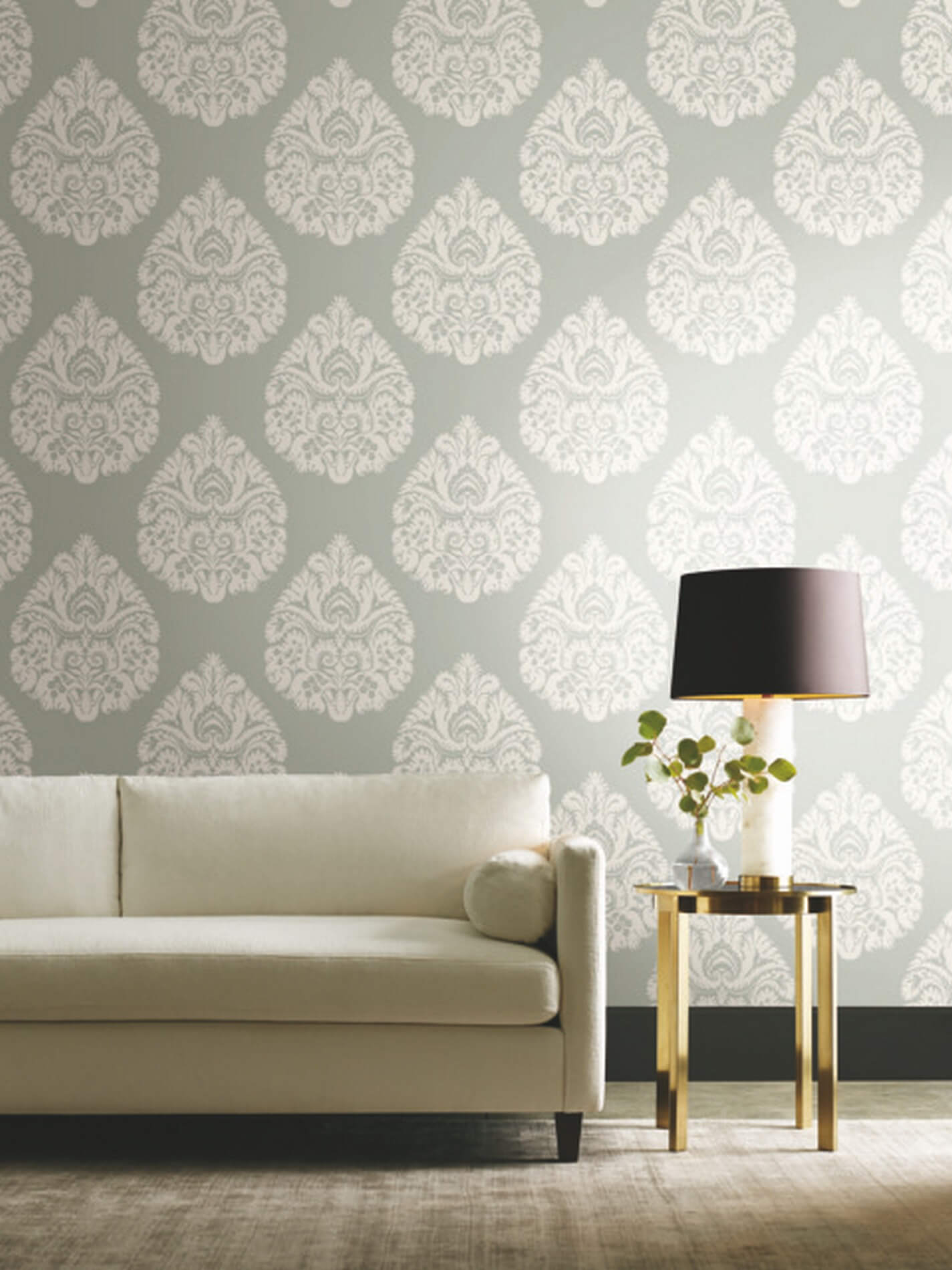 Tapeta z adamaszkiem York KT2145 Teardrop Damask 24 Karat