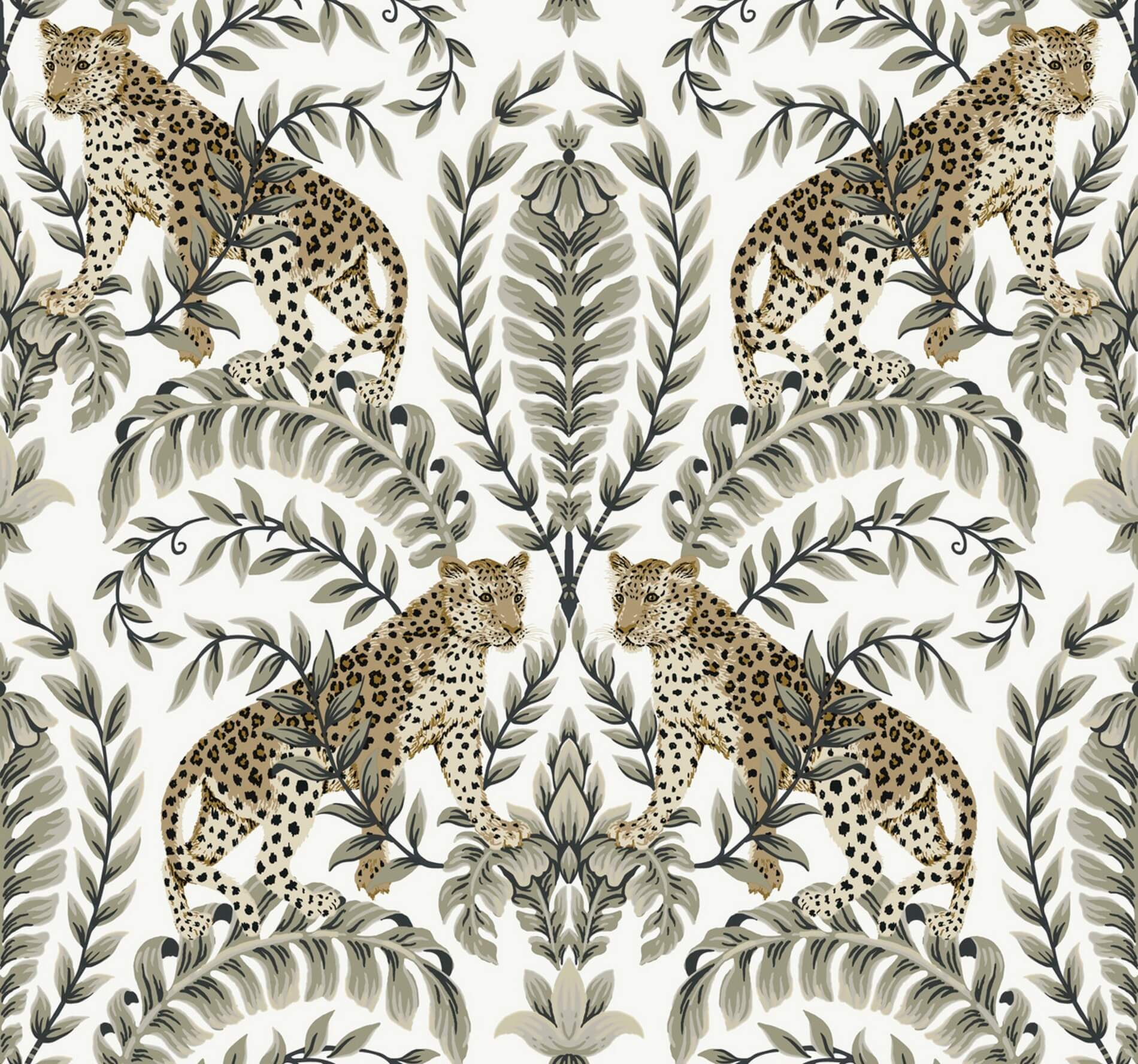 Tapeta w lamparty i liście York KT2202 Jungle Leopard 24 Karat