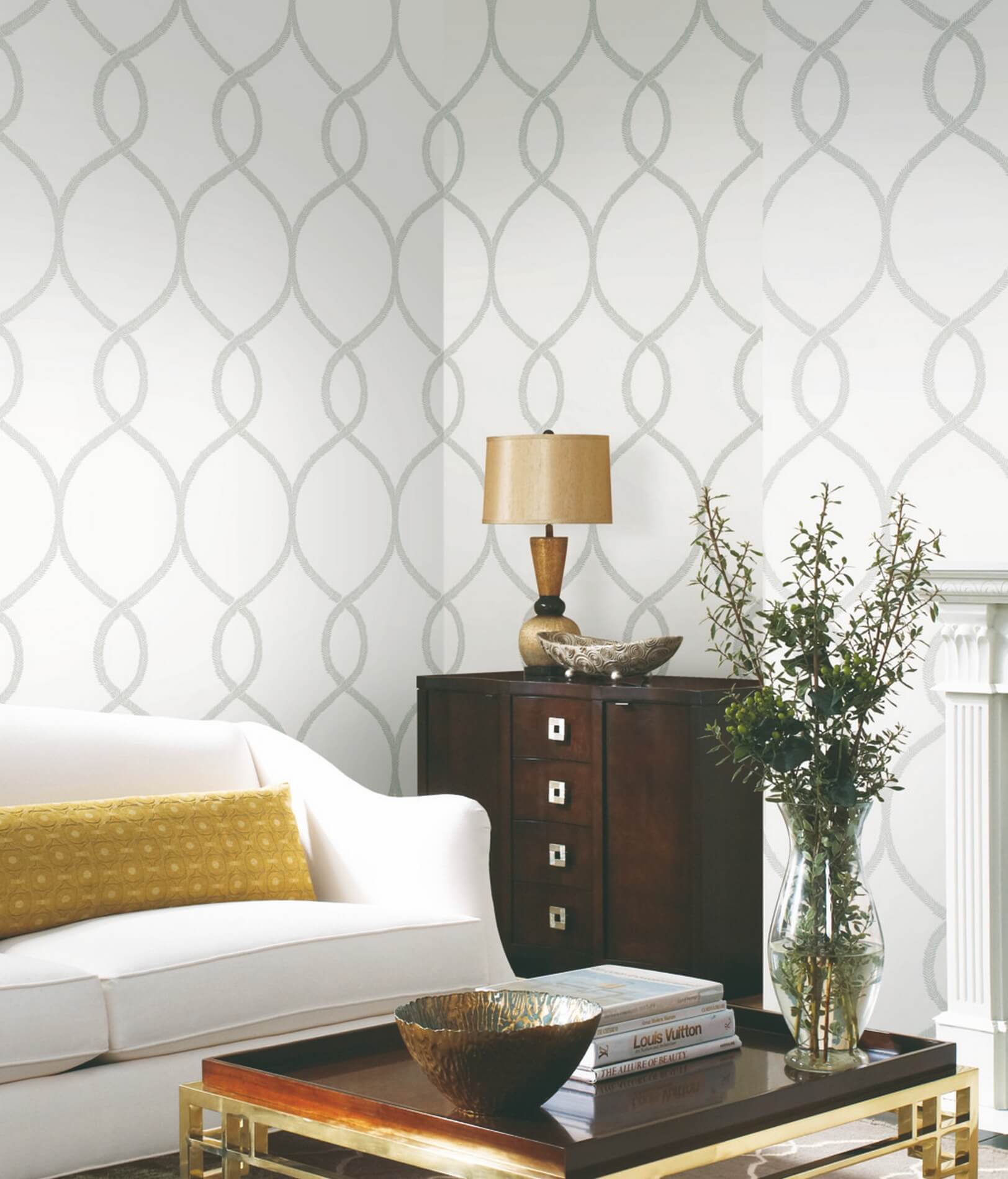 Tapeta kratownica York KT2233 Laurel Leaf Ogee 24 Karat