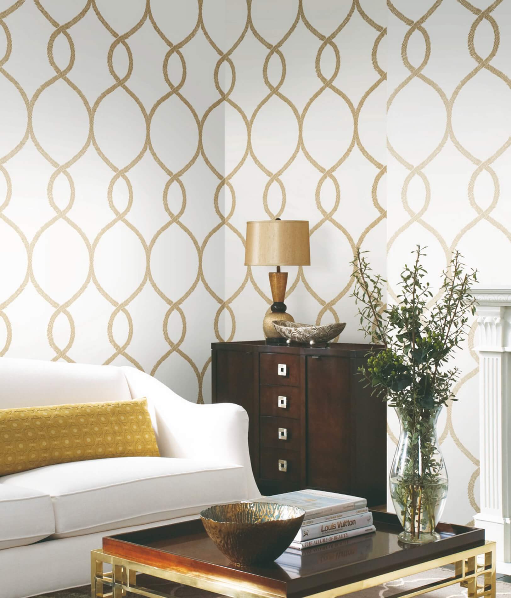 Tapeta kratownica York KT2234 Laurel Leaf Ogee 24 Karat