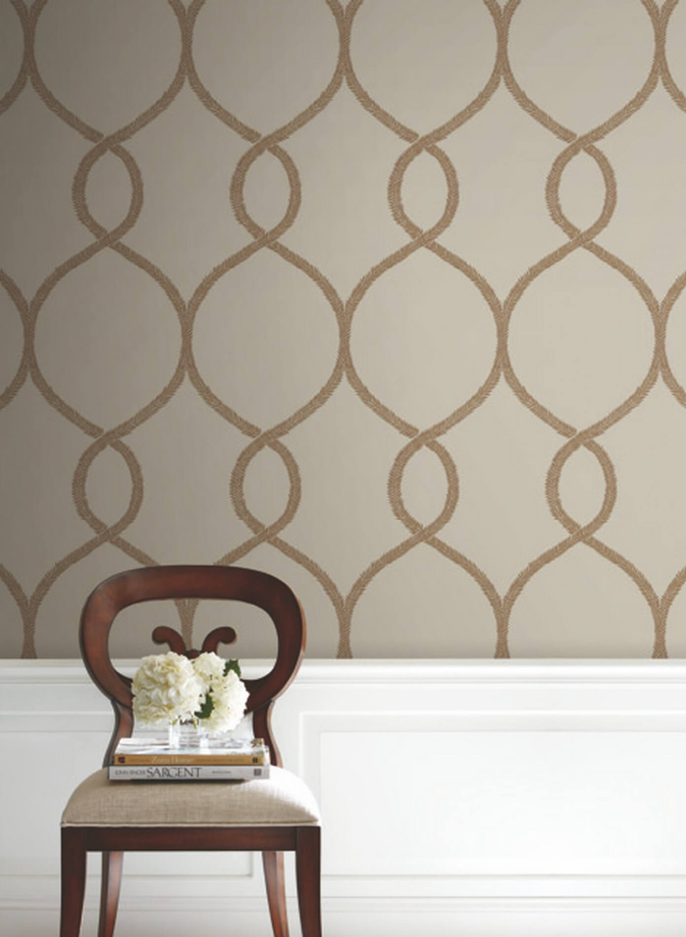 Tapeta kratownica York KT2237 Laurel Leaf Ogee 24 Karat
