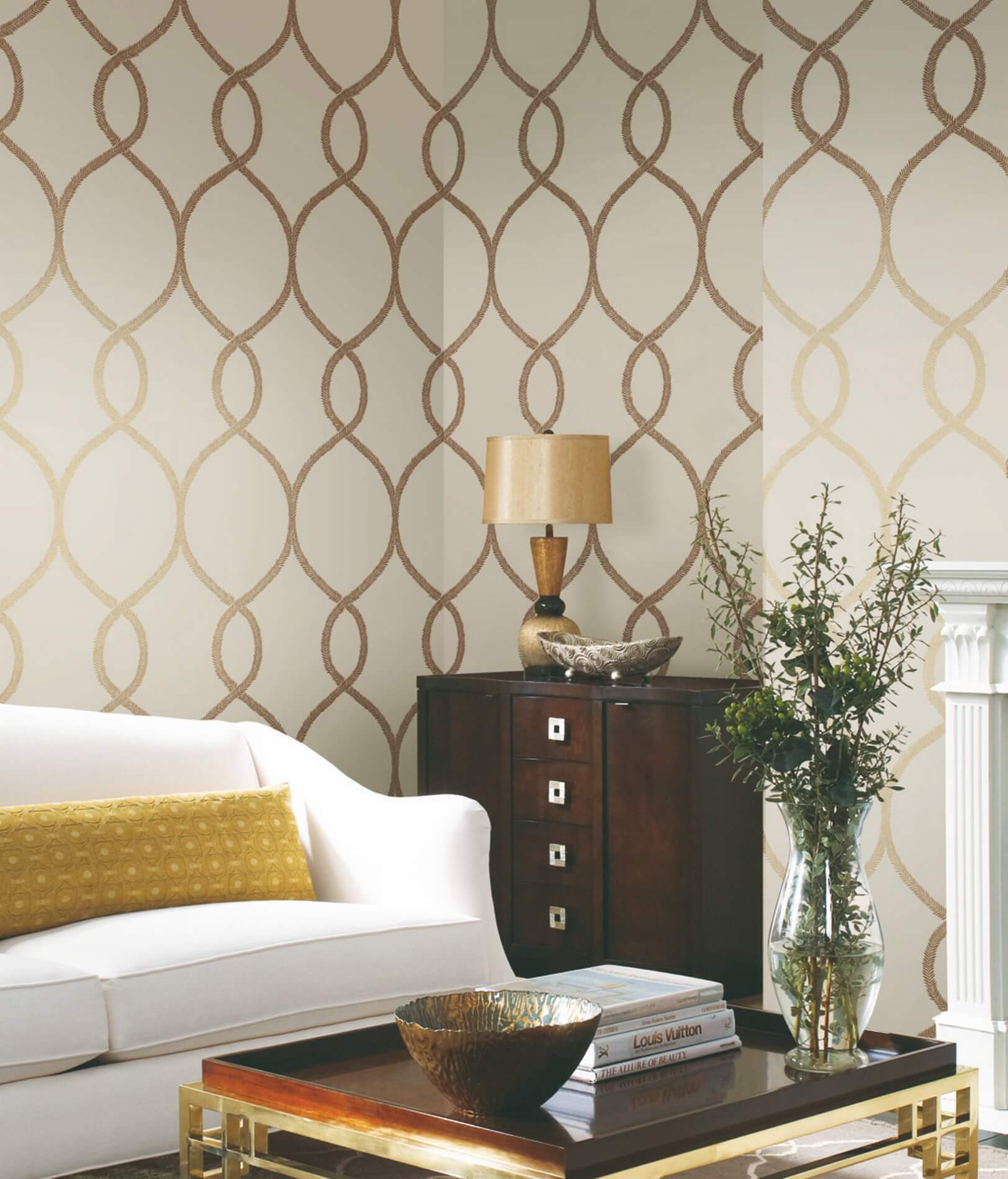 Tapeta kratownica York KT2237 Laurel Leaf Ogee 24 Karat