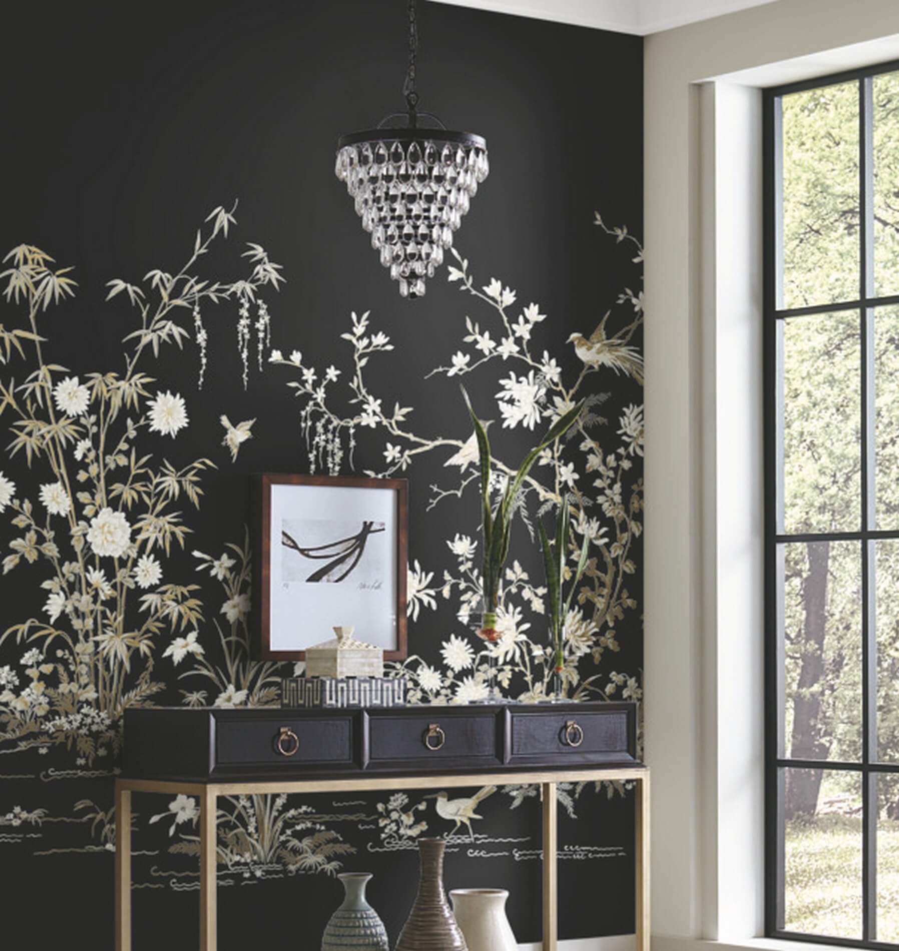 Mural roślinny York KT2264M Flowering Vine Chinoiserie 24 Karat