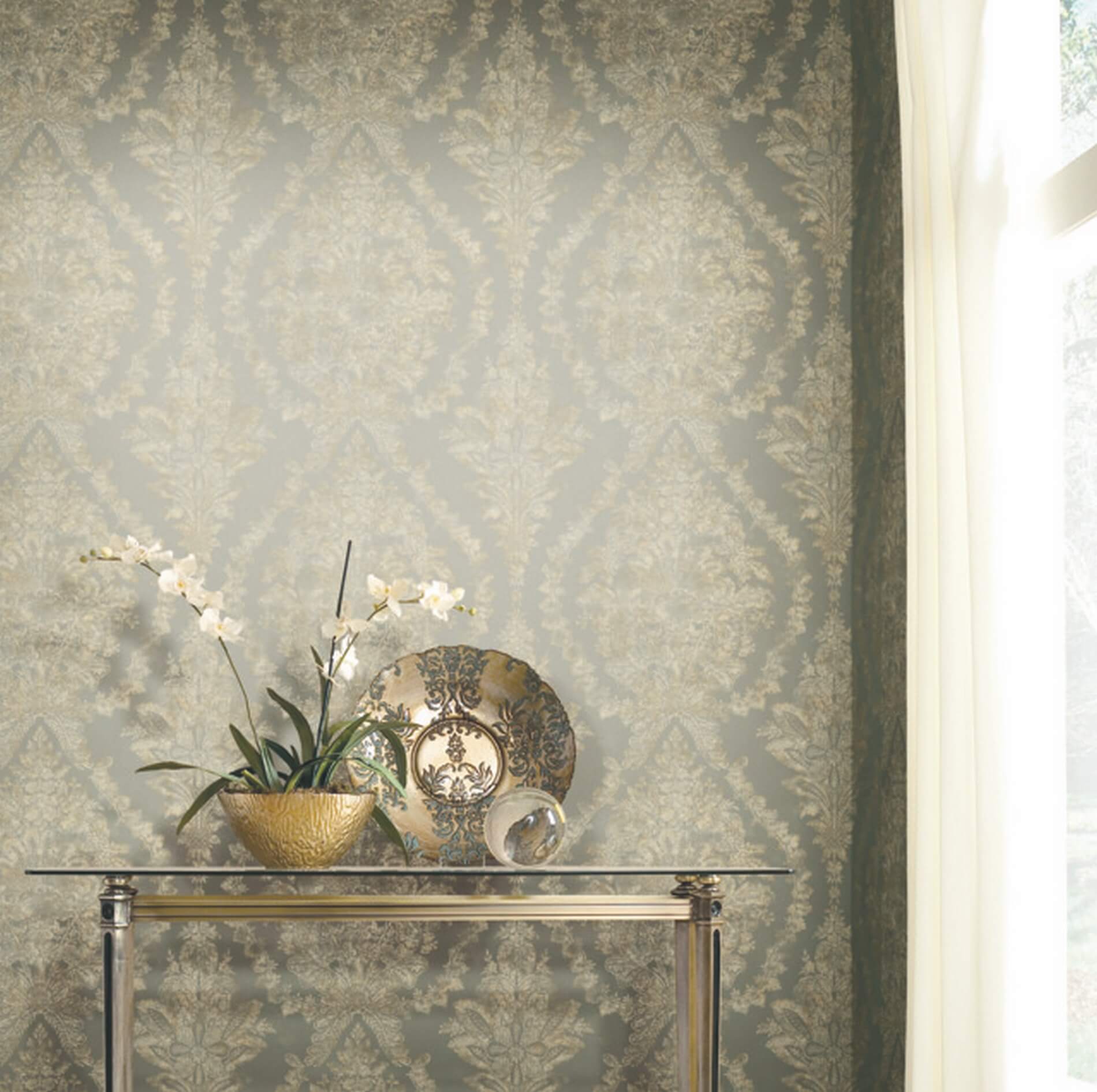 Tapeta Medaliony York PM9309 Charleston Damask 24 Karat