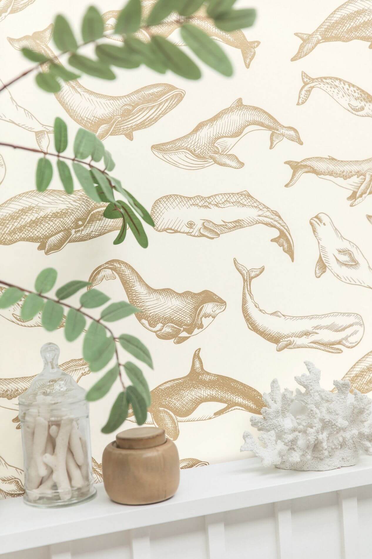 Tapeta z morskimi zwierzętami Caselio SYO 102797010 Whale Done Sea You Soon