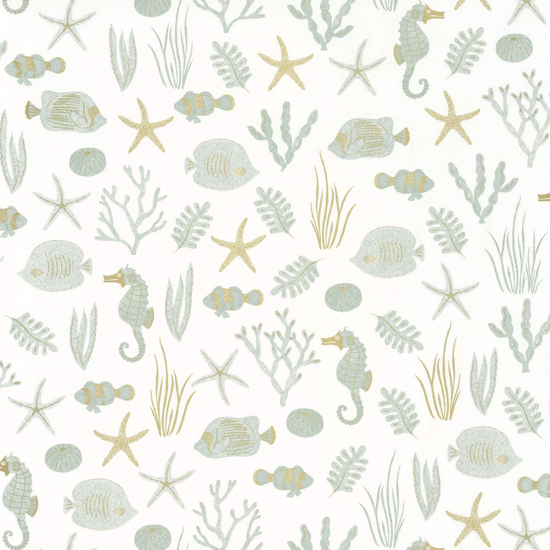 Tapeta marynistyczna muszle ryby koralowce Caselio SYO 102807070 Selfish Sea You Soon