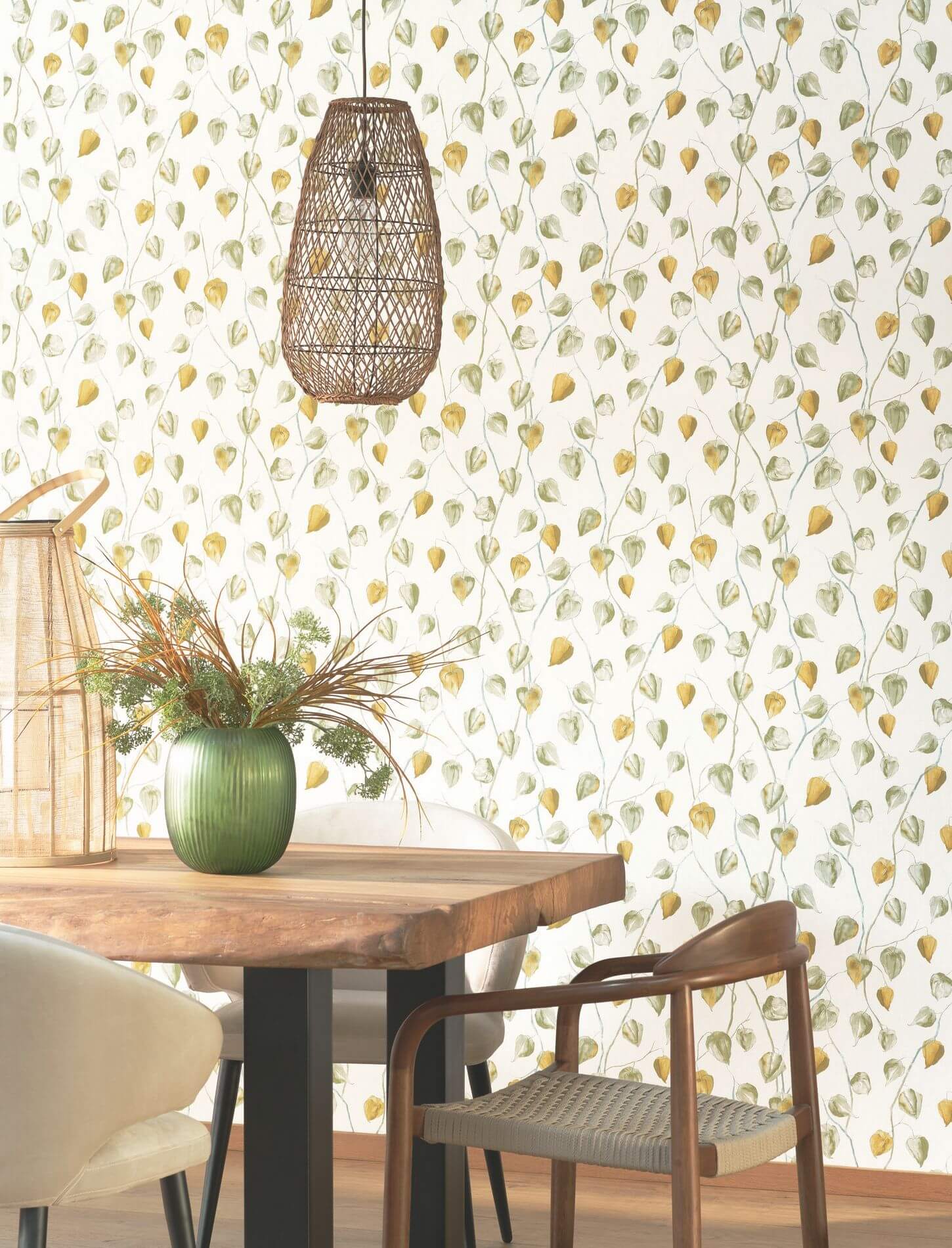 Tapeta roślinna Casadeco GINK 86217107 Lanternes Ginkgo