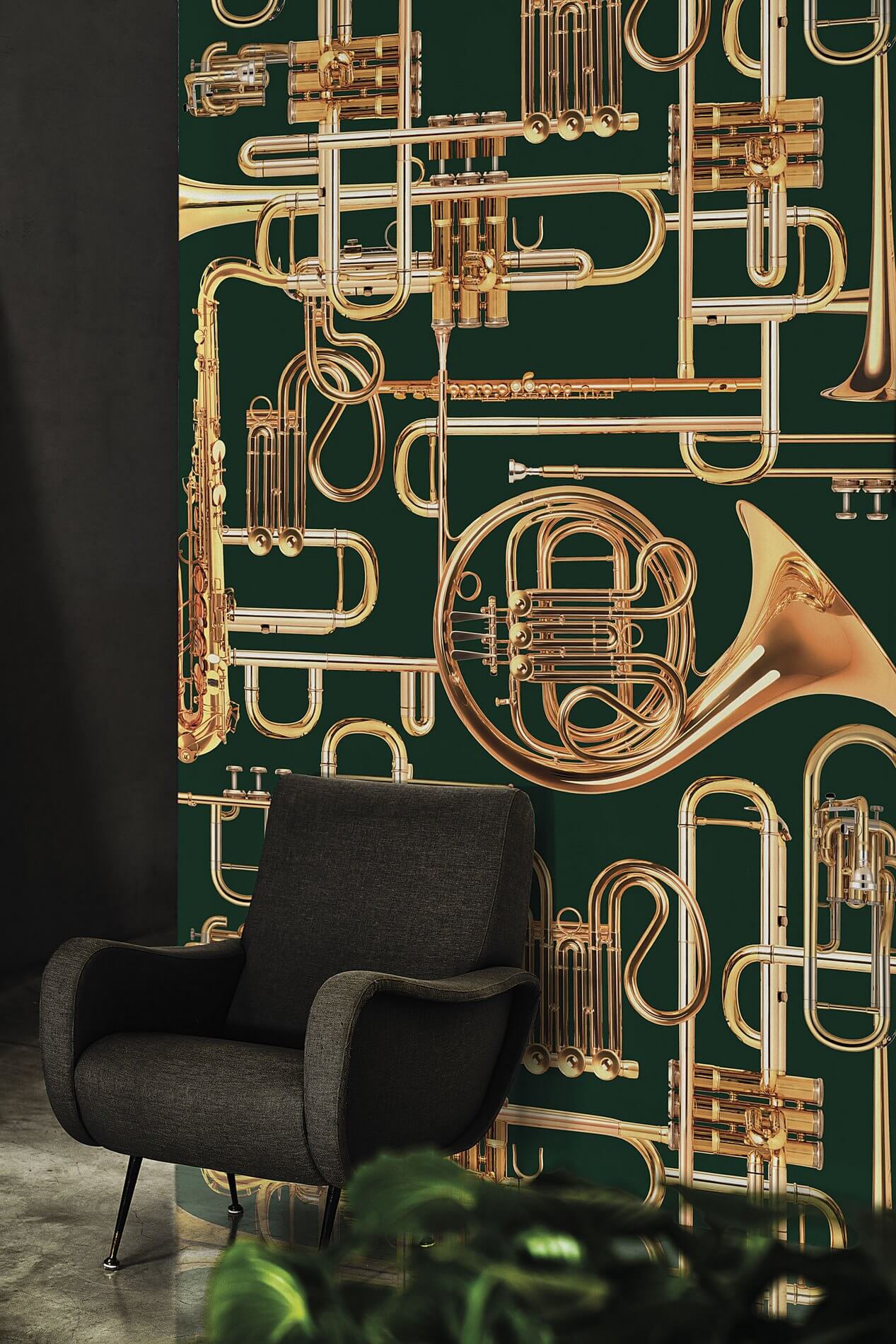 Tapeta labirynt z instrumentów dętych London Art 13TP 03 Donald Trumpet Luxury Shit Toiletpaper