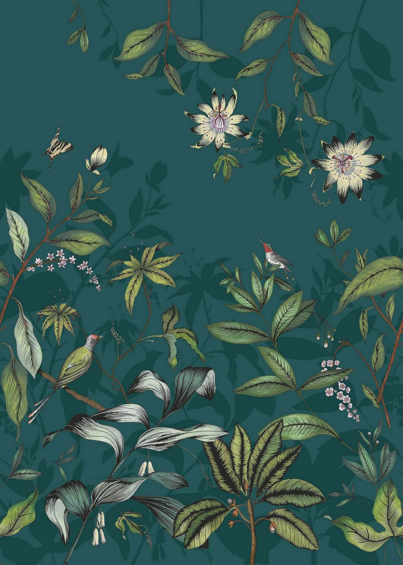 Mural tropikalne kwiaty i ptaki Casadeco BFM 87086808 Passiflore Beauty Full Image 2