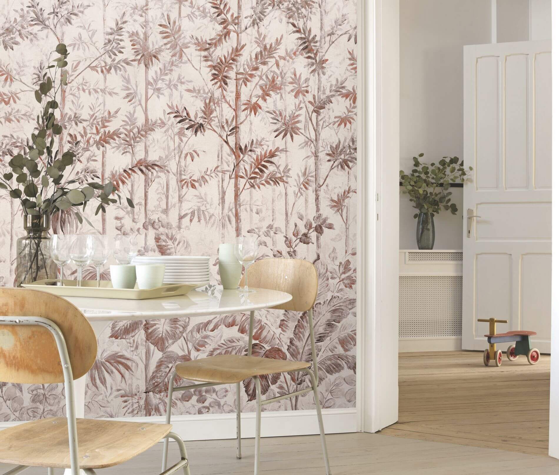 Mural z leśnym krajobrazem Casadeco BFM 87098102 Forest Beauty Full Image 2