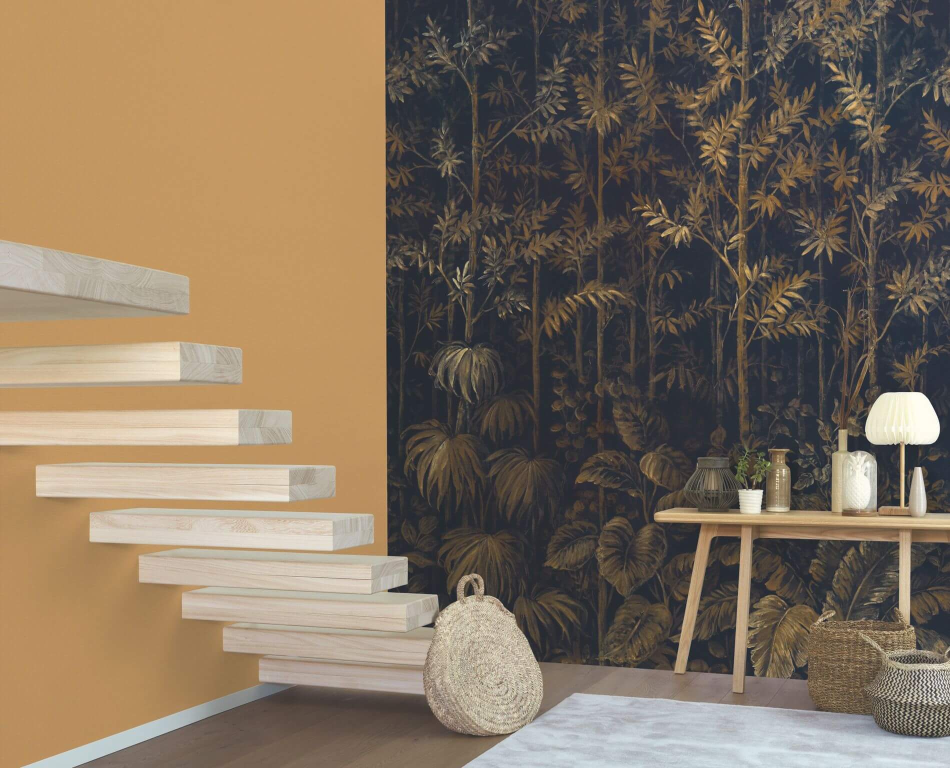 Mural z leśnym krajobrazem Casadeco BFM 87099203 Forest Beauty Full Image 2