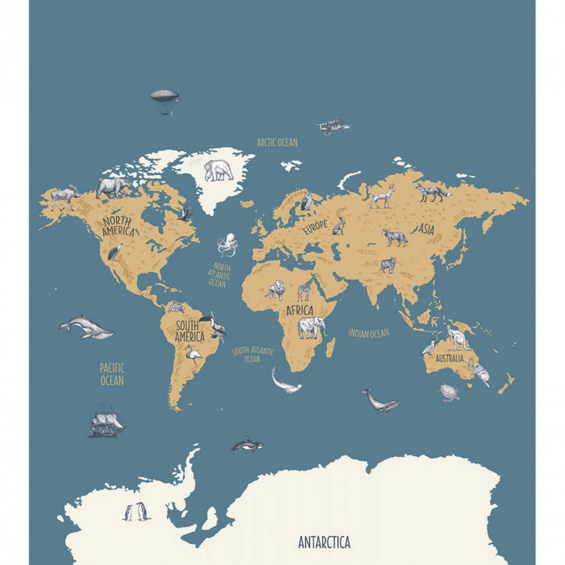 Mural mapa świata Caselio BFM 102032066 World Map Beauty Full Image 2