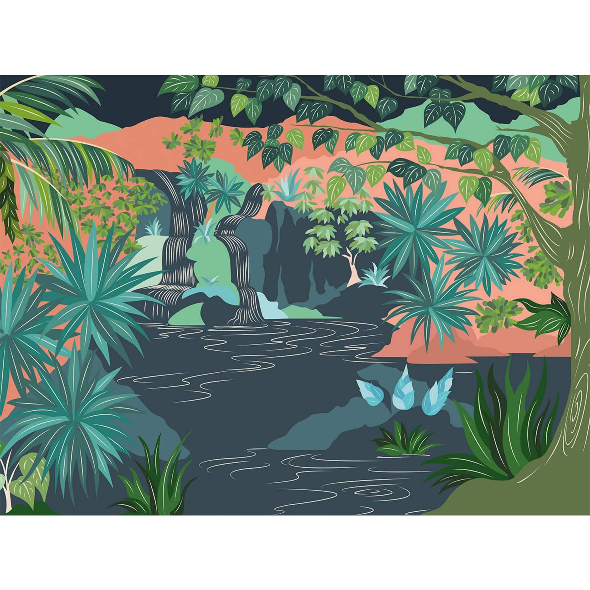 Mural tropikalny krajobraz Caselio BFM 102577033 Tropical Falls Beauty Full Image 2