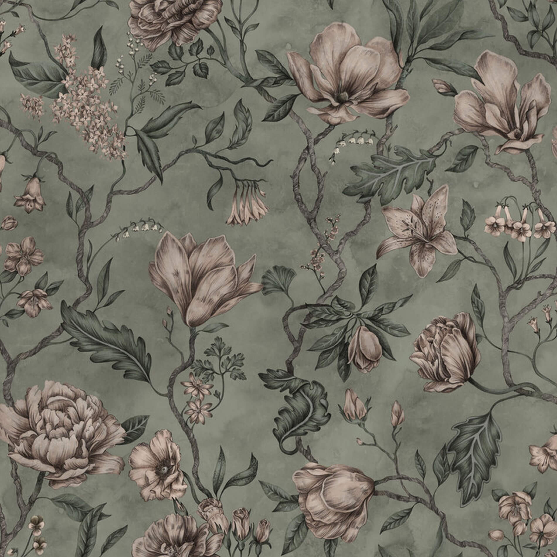 Fototapeta Kwiaty Magnolii Sandberg 663-38 Belinda Garden Green Kolonin