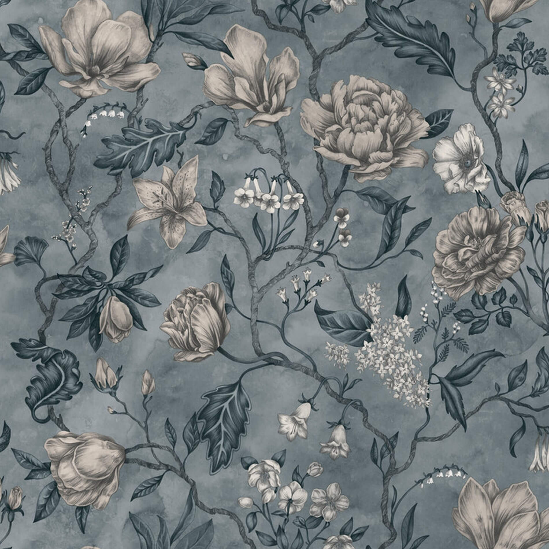 Tapeta Kwiaty Sandberg 244-56 Linda Misty Blue Kolonin