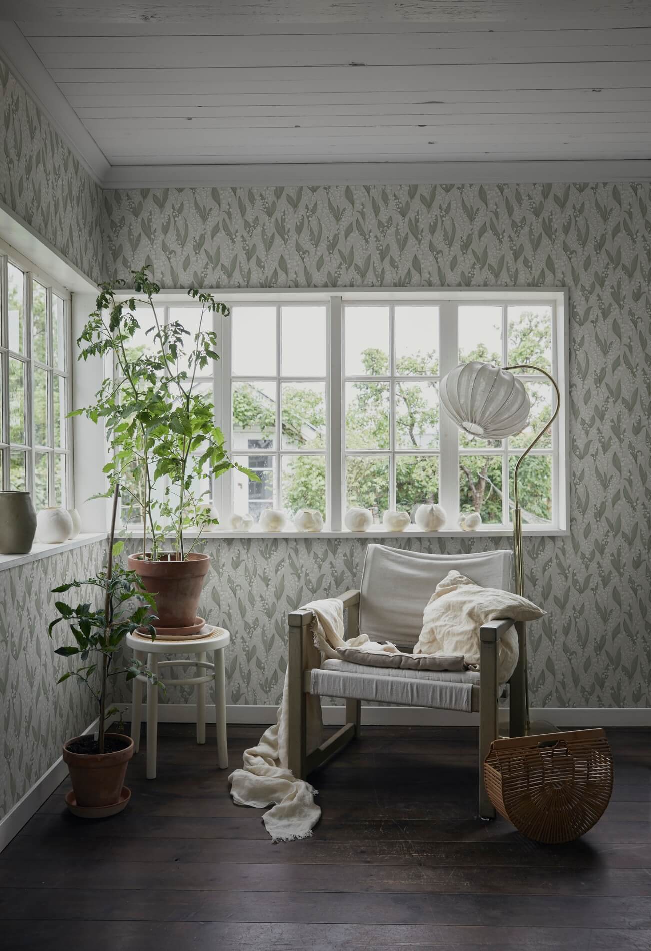 Tapeta W Kwiaty Konwalii Sandberg 479-18 Liljekonvalj Spring Green Kolonin