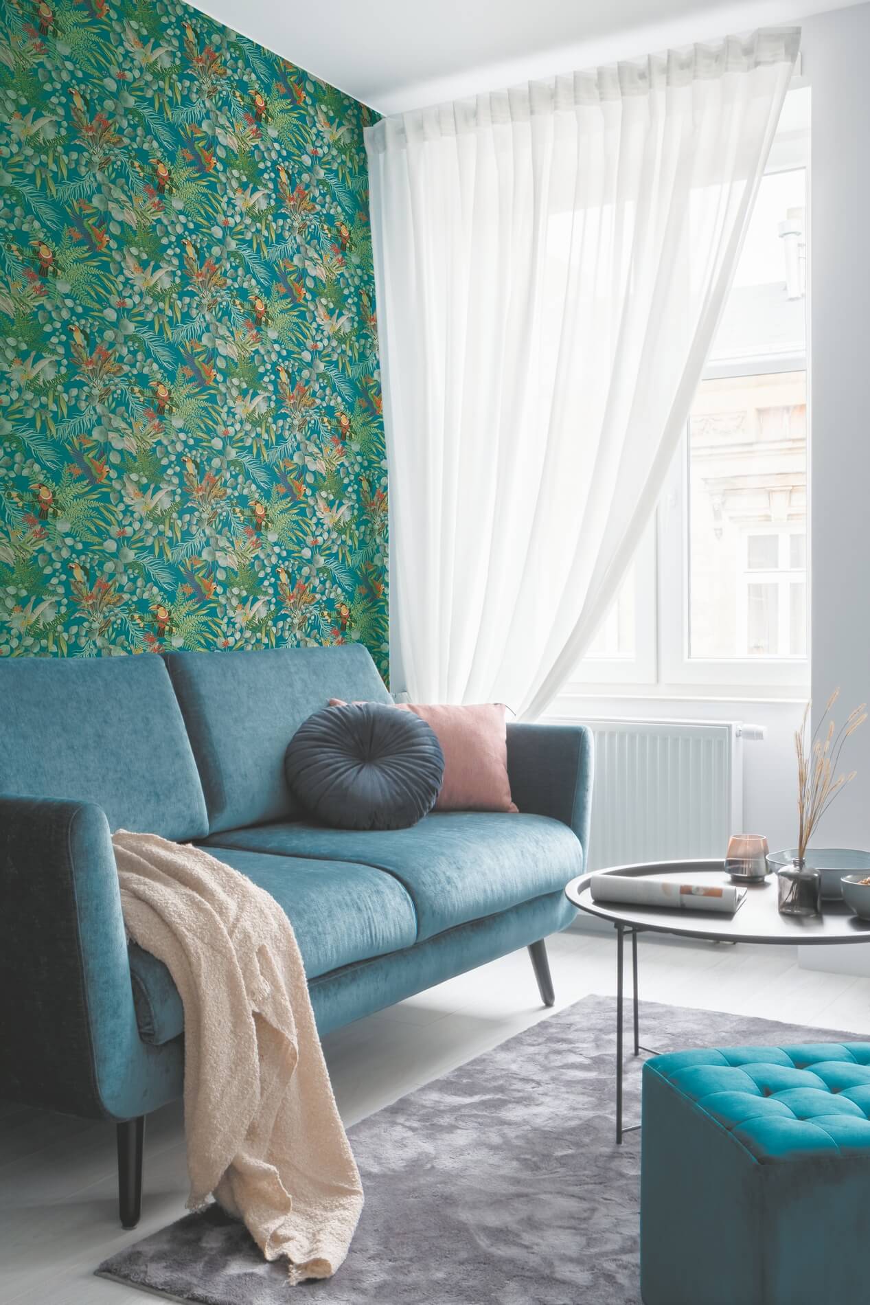 Tapeta papugi i liście J&V 6522 Parrot 181 Lemuria