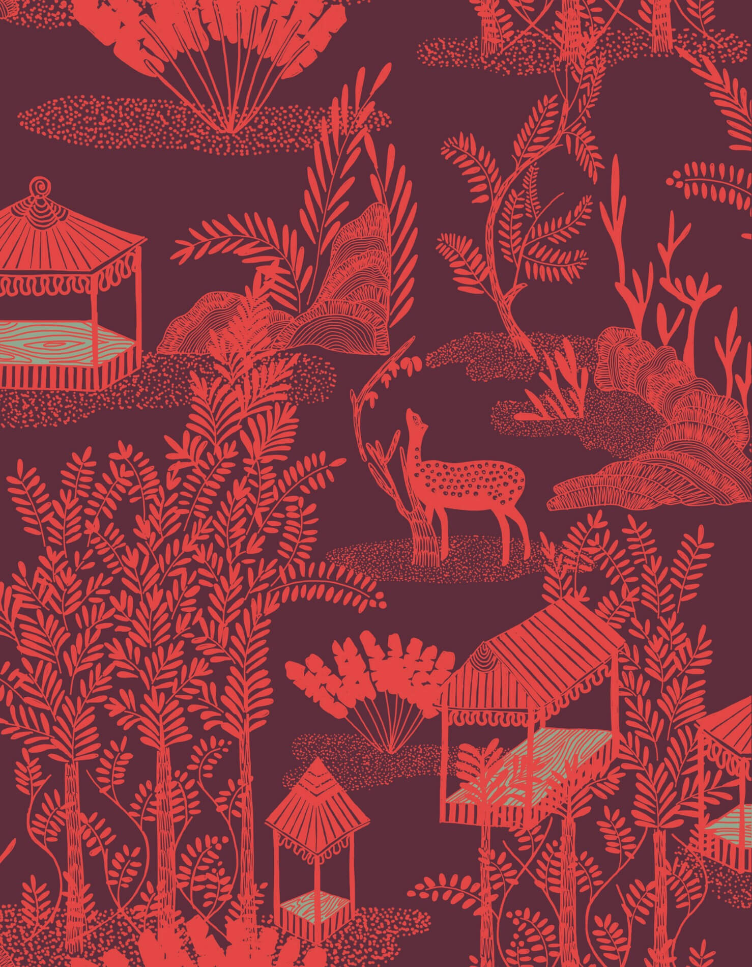 Tapeta w orientalnym stylu Elitis TP320 04 Siam Les Petites Histoires