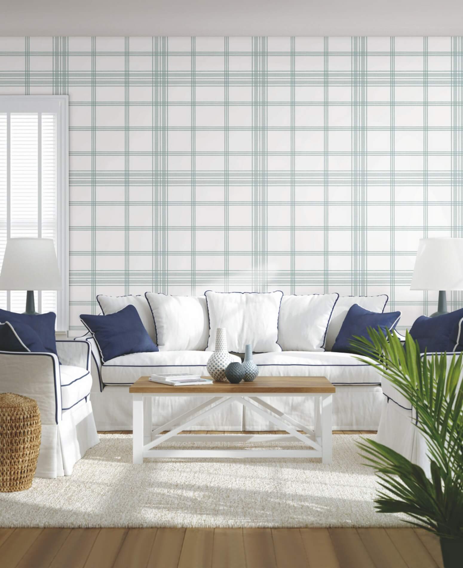 Tapeta Krata York CV4469 Charter Plaid Water's Edge