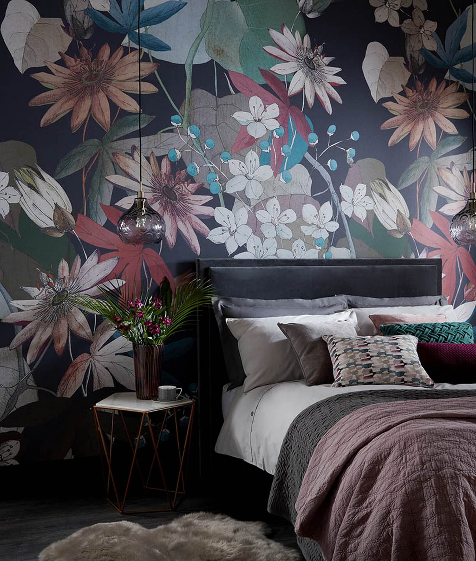 Mural Kwiaty 1838 Wallcoverings 1906-131-01 Clematis Ebony Murals