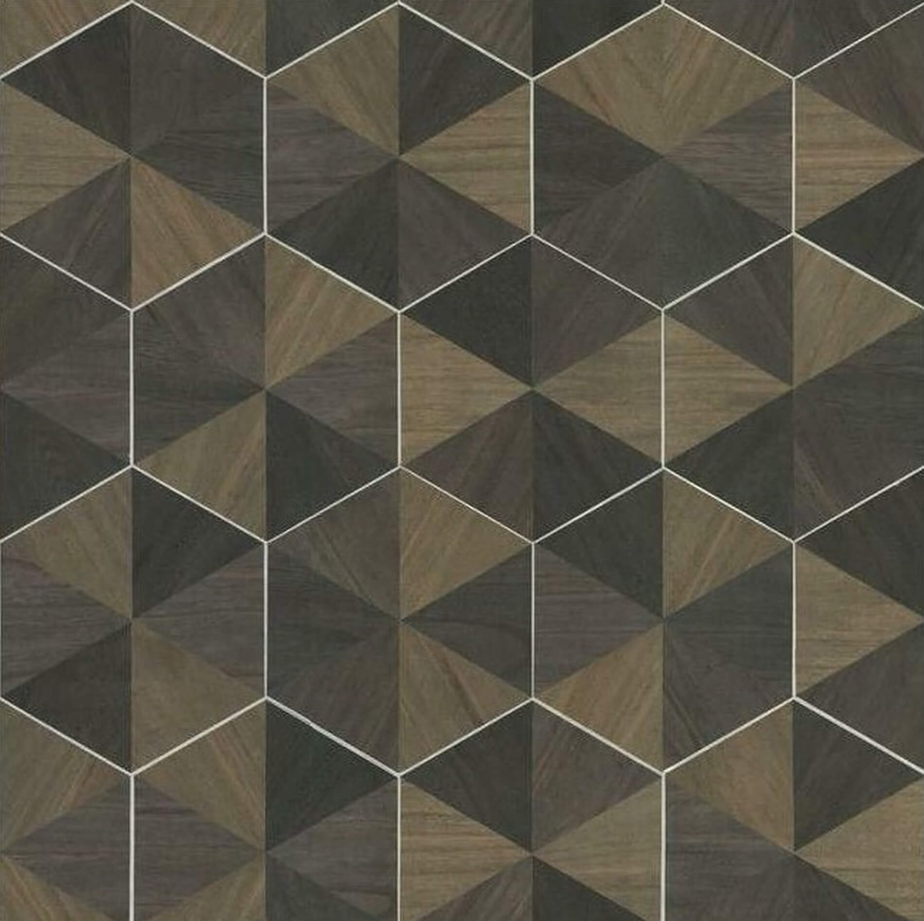 Tapeta Heksagony Fornir York HO2103 Hexagram Wood Veneer Ronald Redding Traveler
