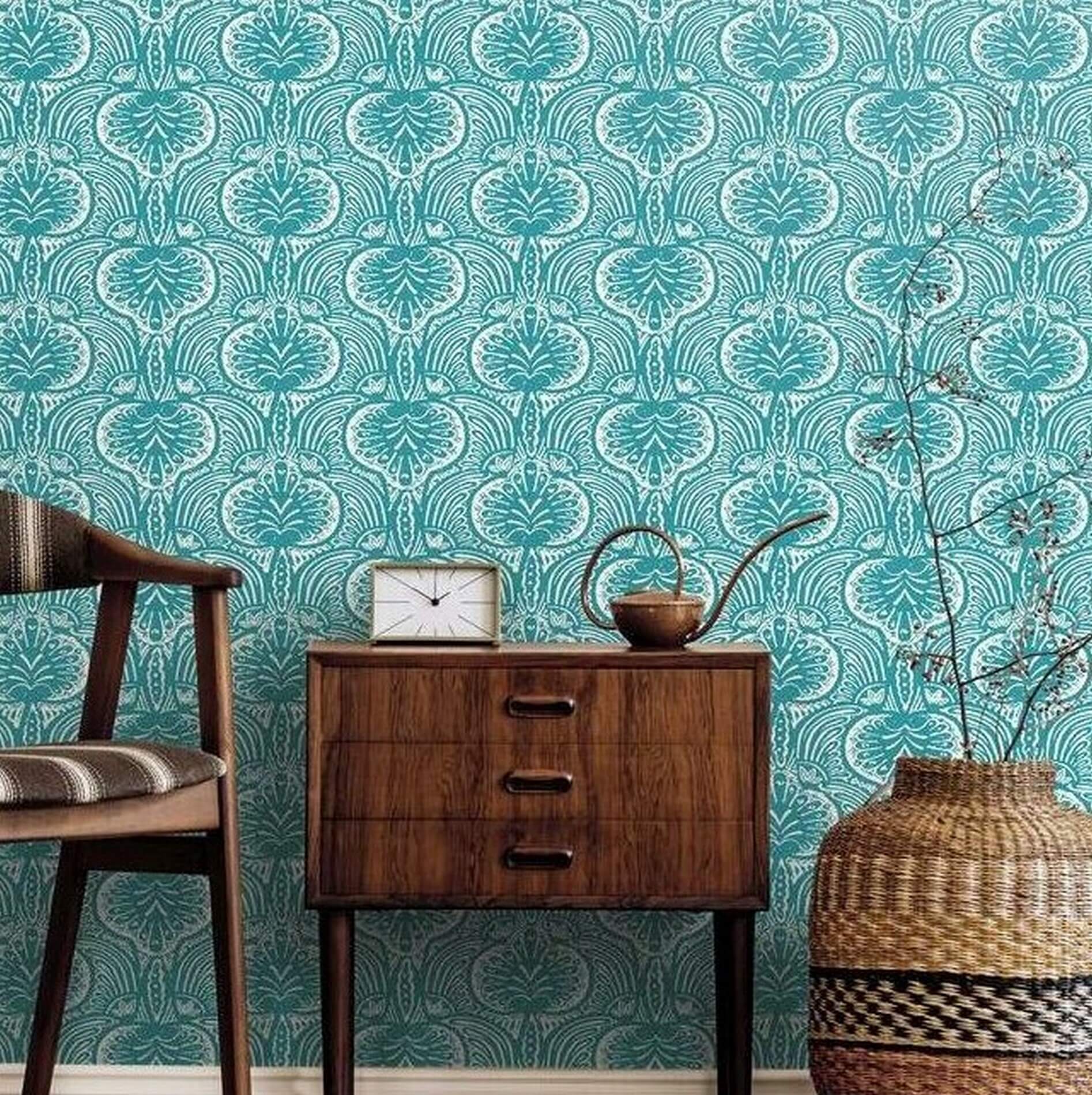 Tapeta Orientalny Damask York HO2151 Lotus Palm Ronald Redding Traveler