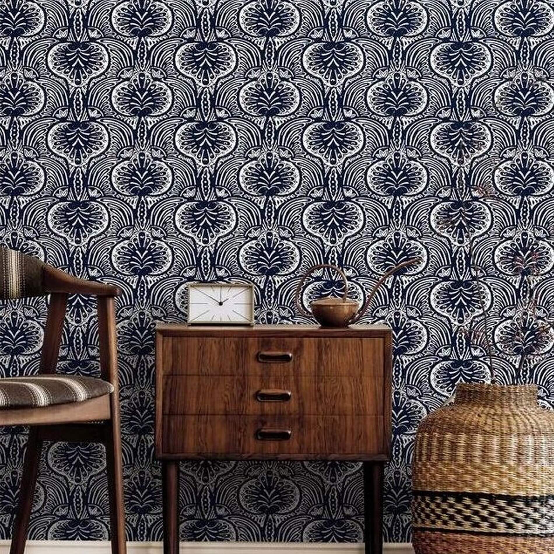 Tapeta Orientalny Damask York HO2153 Lotus Palm Ronald Redding Traveler