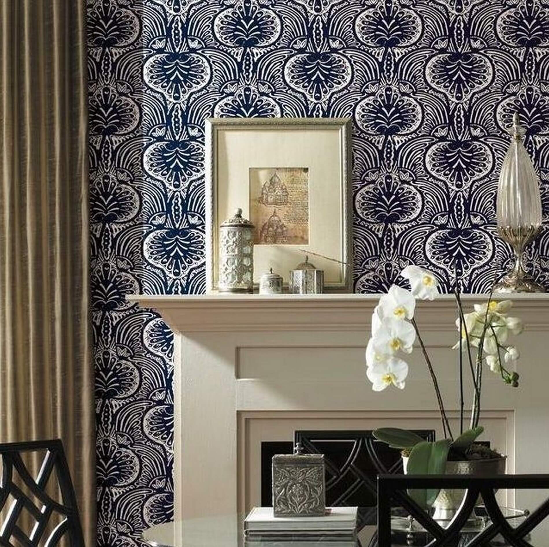 Tapeta Orientalny Damask York HO2153 Lotus Palm Ronald Redding Traveler