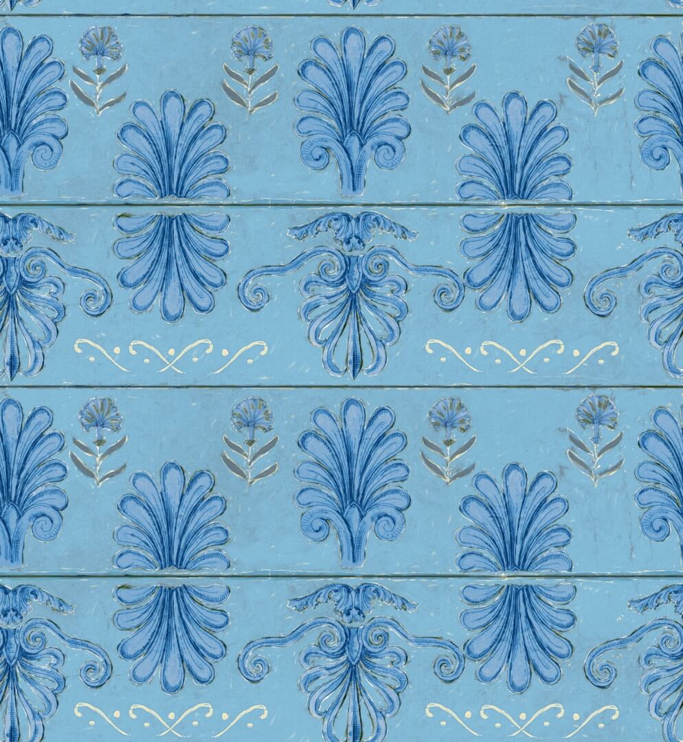 Tapeta Ornament Mind The Gap MYKONOS VILLA MOTIF Azure WP30041 Sundance Villa Complementary