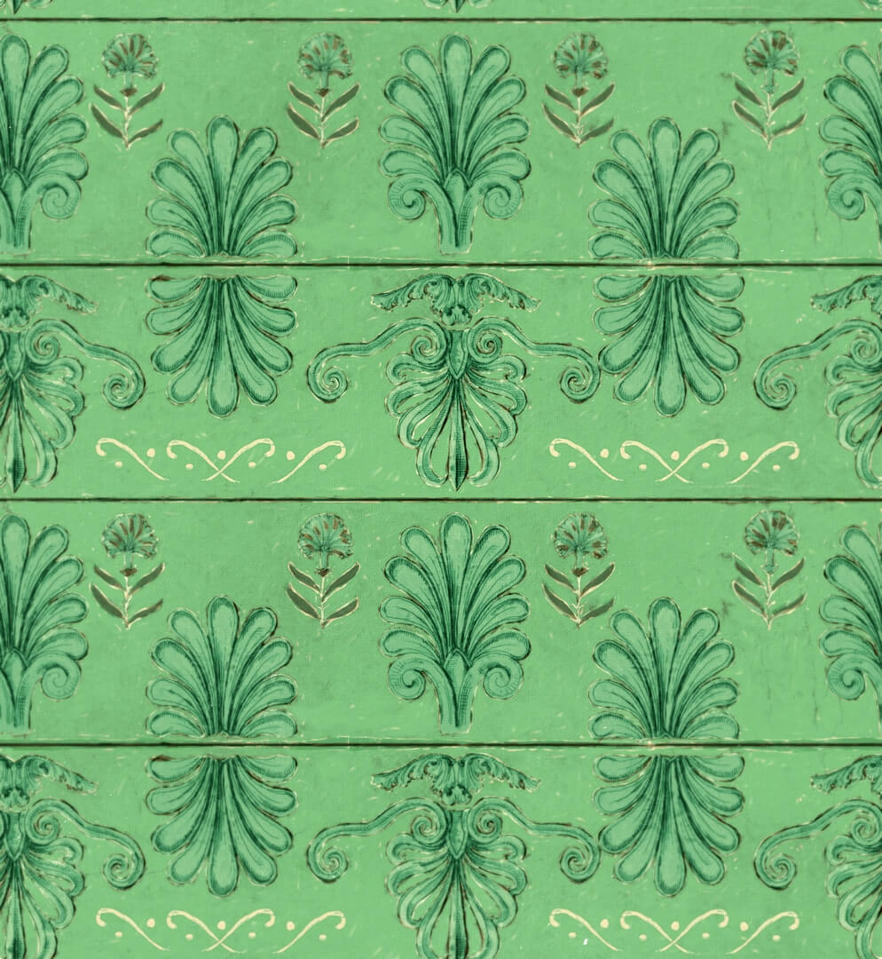 Tapeta Ornament Mind The Gap MYKONOS VILLA MOTIF Island Green WP30040 Sundance Villa Complementary