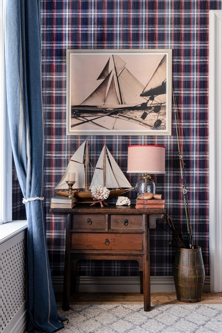 Tapeta Krata Mind The Gap SEAPORT PLAID Navy Blue WP30067 Sundance Villa Complementary