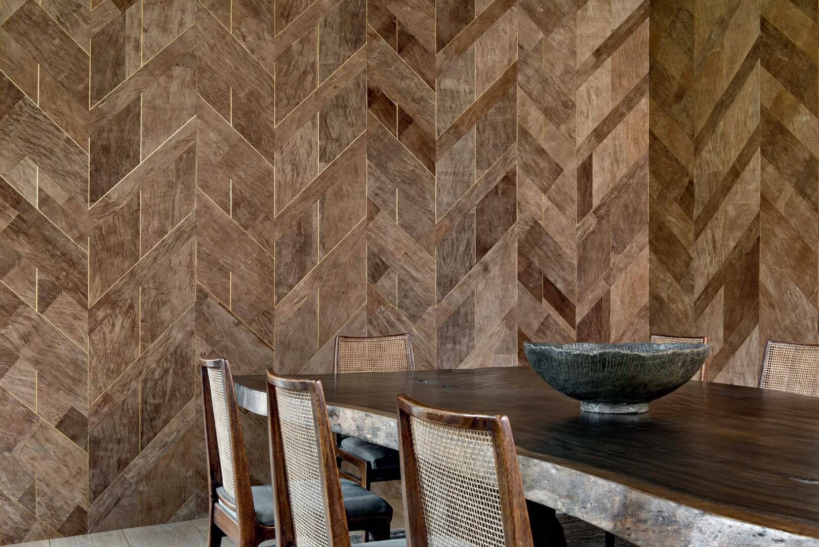 Tapeta Szewron CMO Paris Murier Chevron Blond Naturel Or WMU 03 15 Mulberry Wallcovering