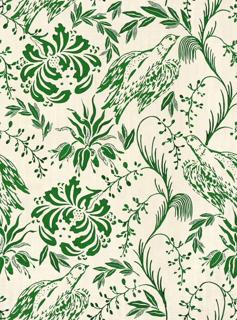 Tapeta Kwiaty i Ptaki Mind The Gap FOLK EMBROIDERY Fern Green WP30015 Transylvanian Roots