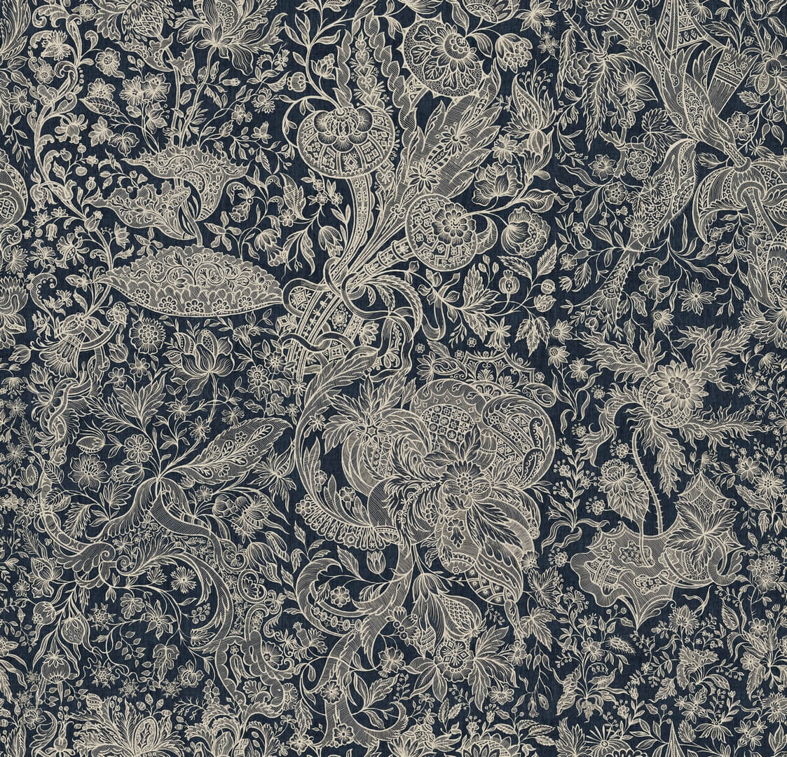 Tapeta Roślinne Pnącza Mind The Gap SARKOZI EMBROIDERY Indigo WP30027 Transylvanian Roots