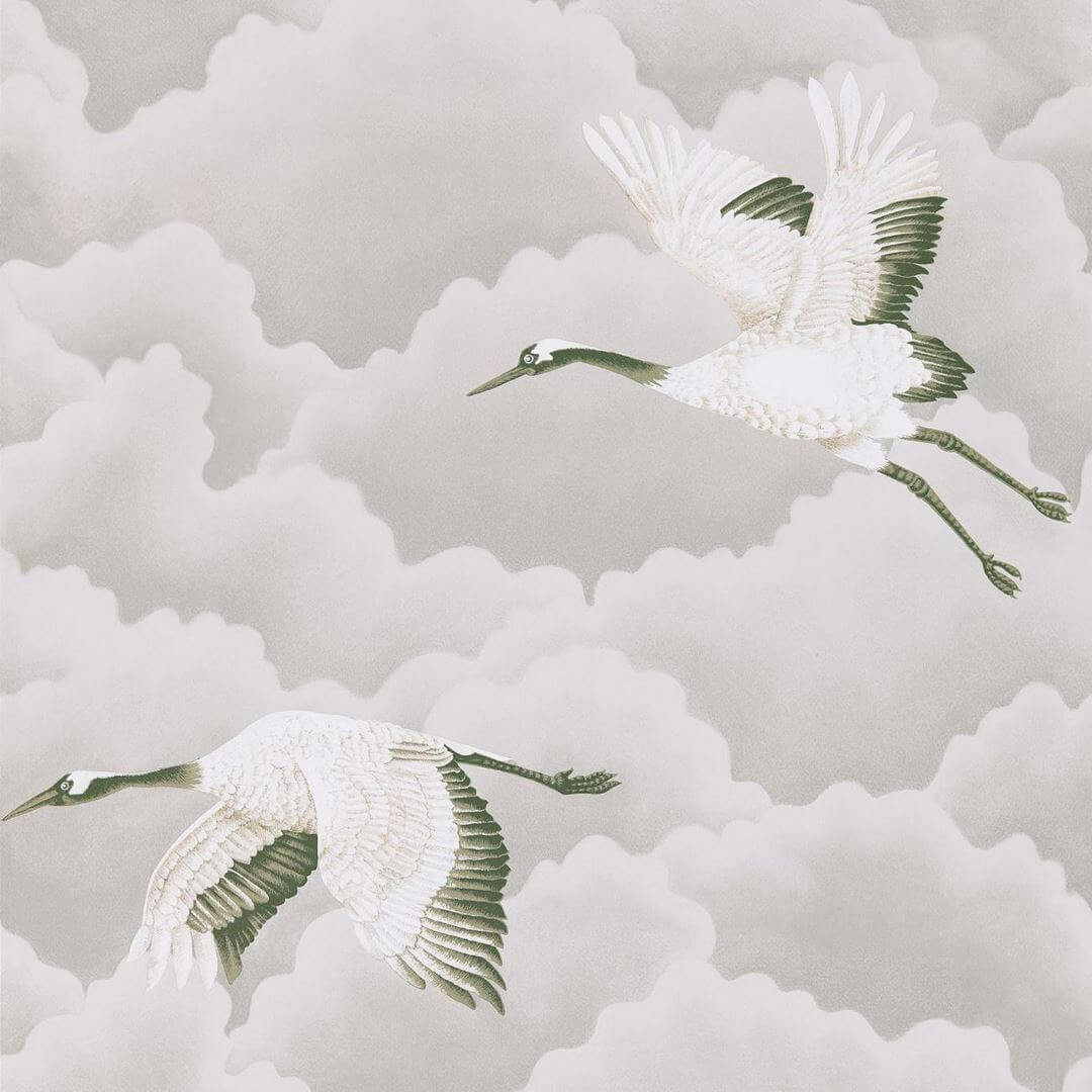 Tapeta Żurawie Harlequin Cranes In Flight 111230 Colour I