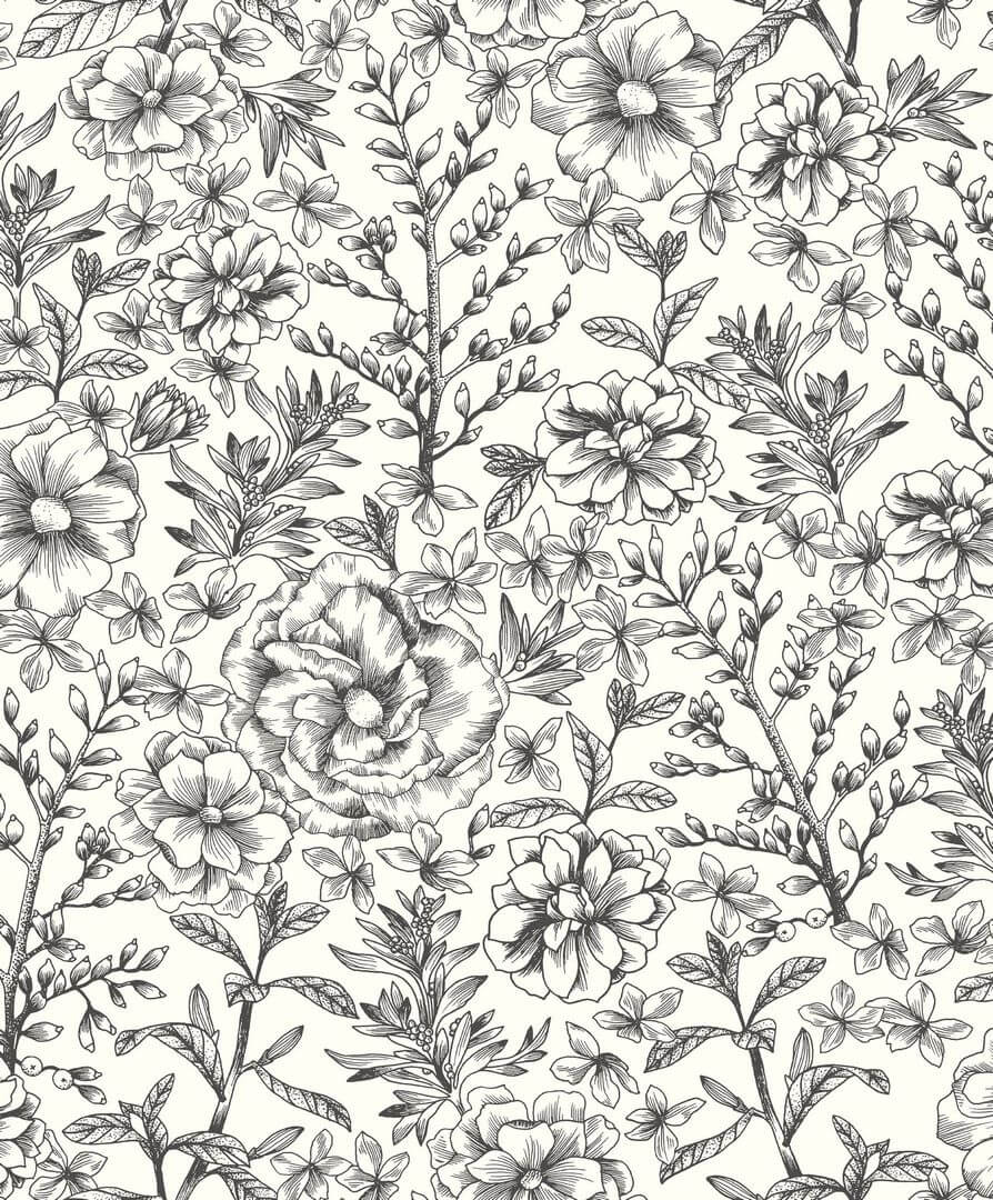 Tapeta w kwiaty róży Caselio NGR103060913 Jardin De Beauregard Nos Gravures