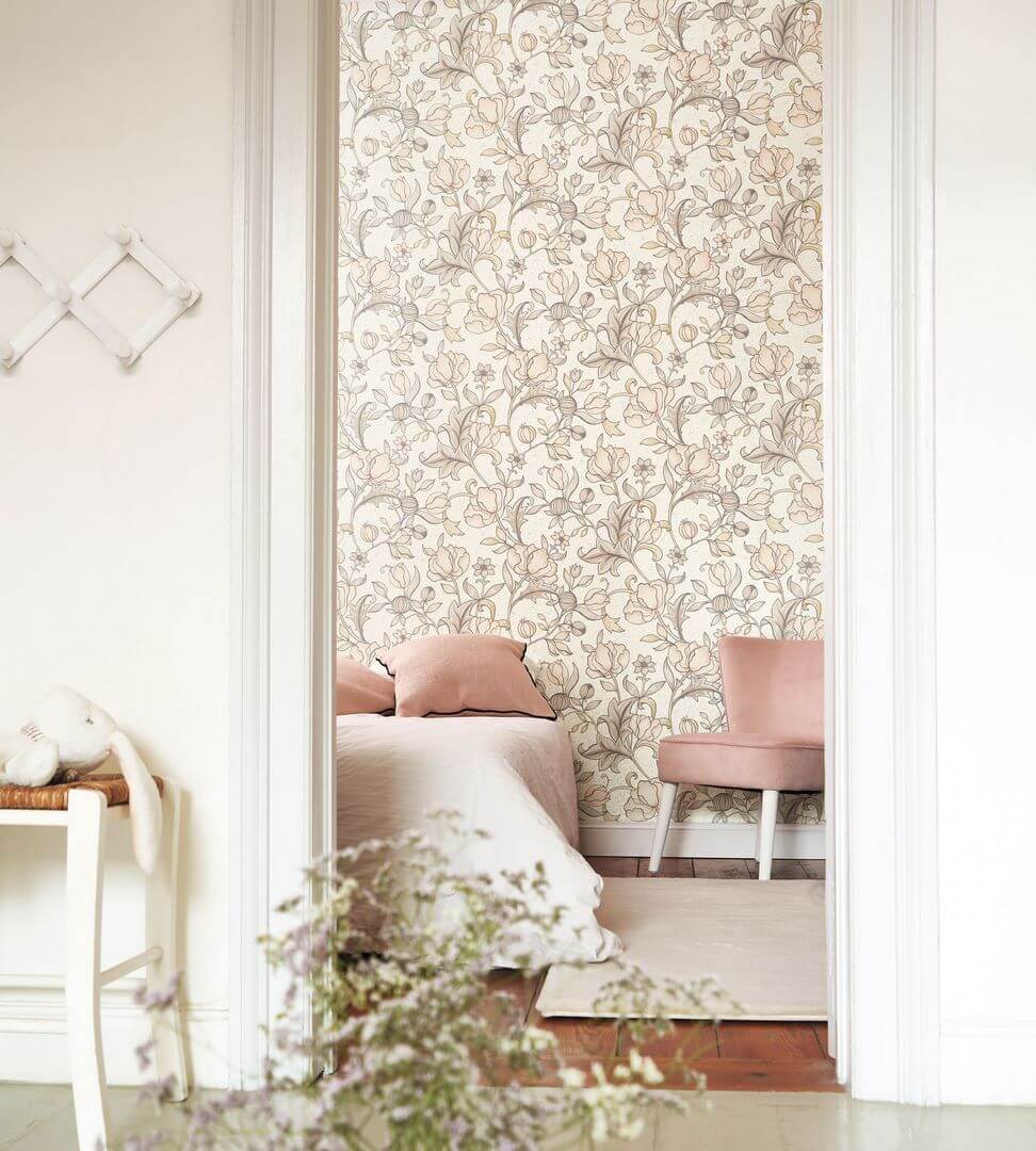 Tapeta z roślinnym wzorem Casadeco ARCR86340218 Isabella Arts & Crafts