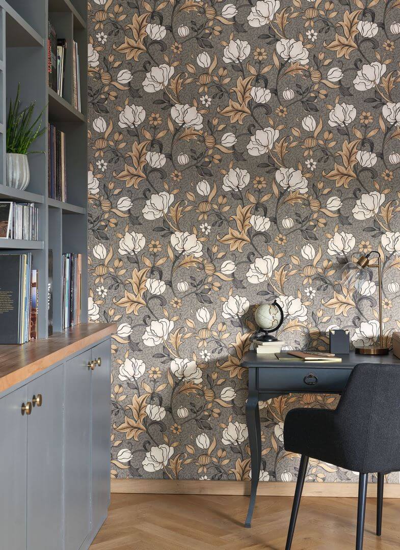Tapeta z roślinnym wzorem Casadeco ARCR86340218 Isabella Arts & Crafts