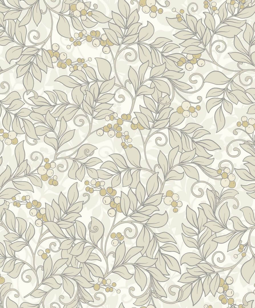 Tapeta w stylu vintage Casadeco ARCR86371108 Roślinna Symphorine Arts & Crafts