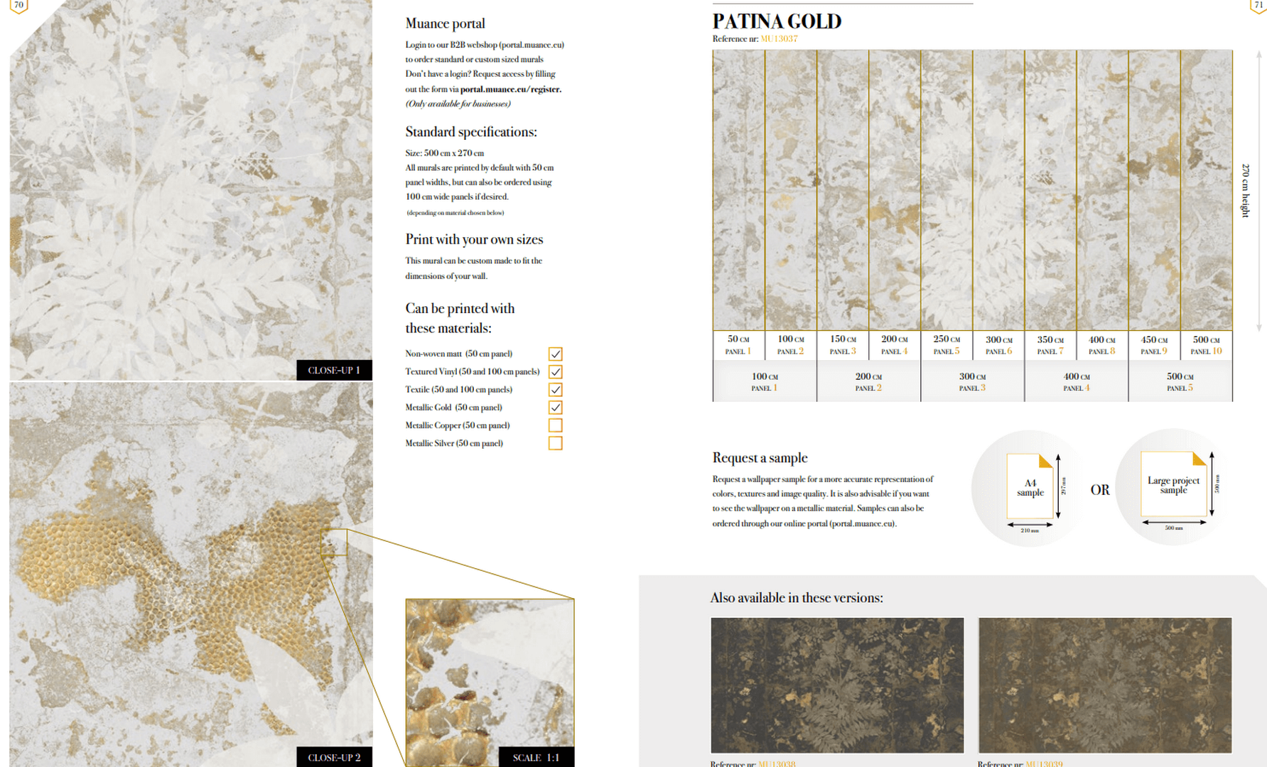 Tapeta Nowoczesna Muance MU13037 Patina Gold Amber